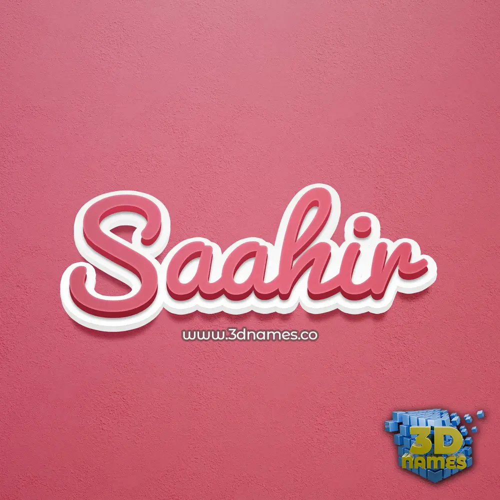 saahir in Red Scribble style - 3D name wallpaper