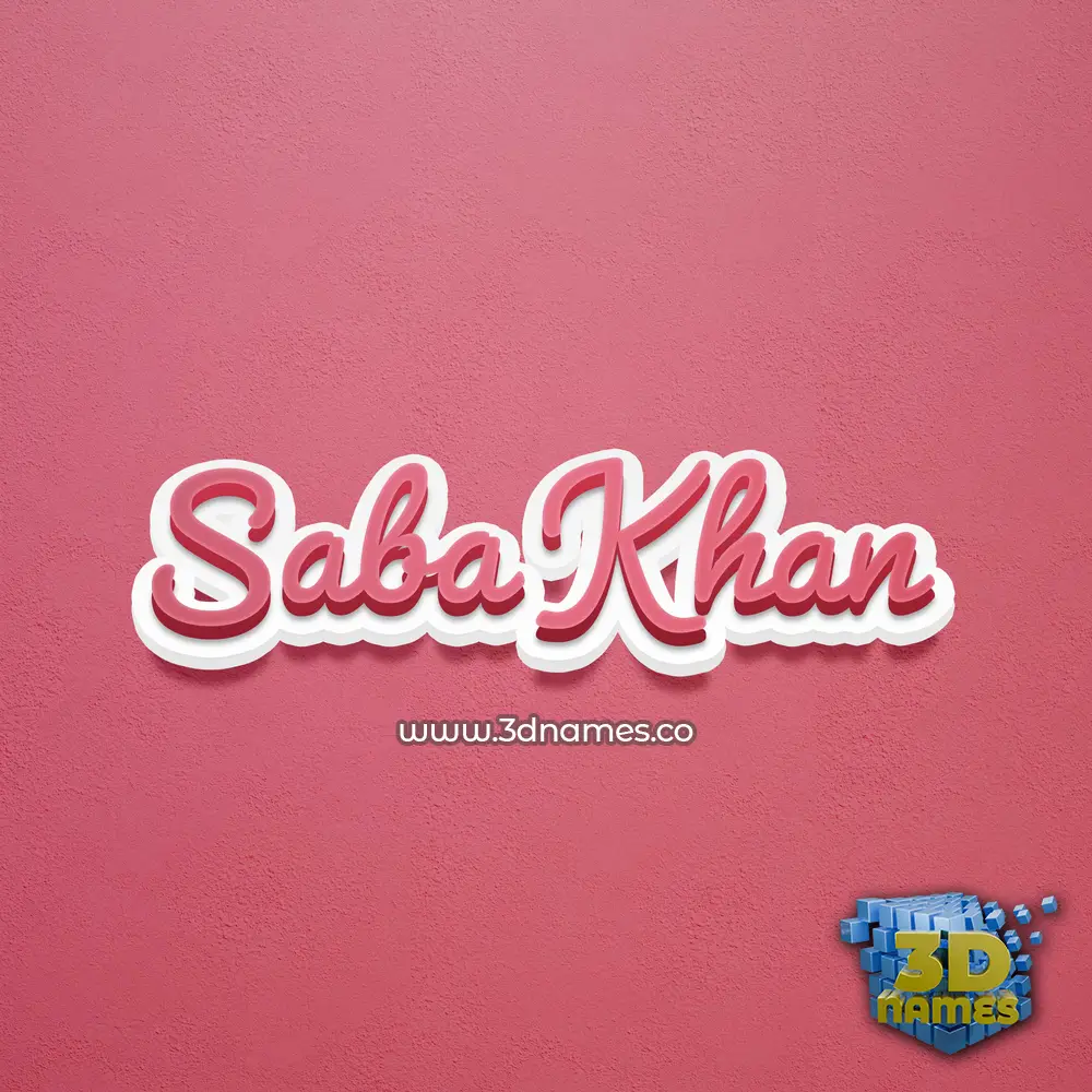 saba khan in Red Scribble style - 3D name wallpaper