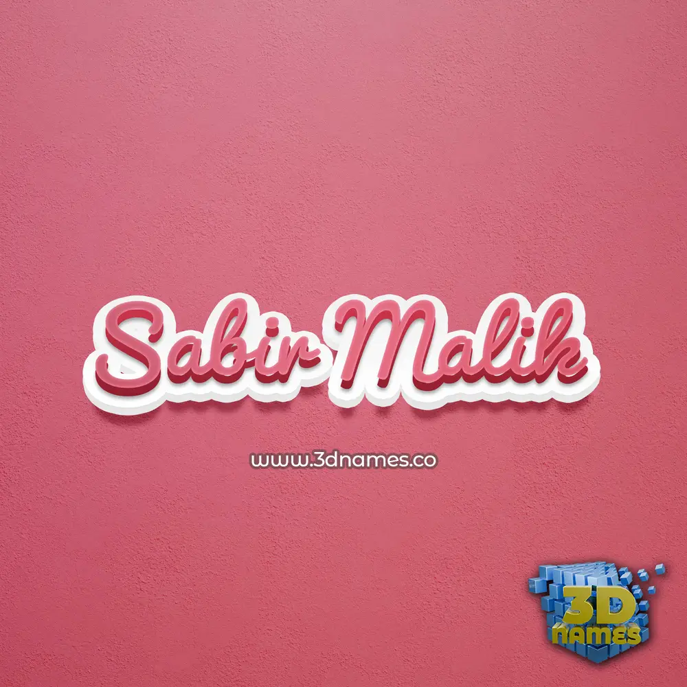sabir malik in Red Scribble style - 3D name wallpaper