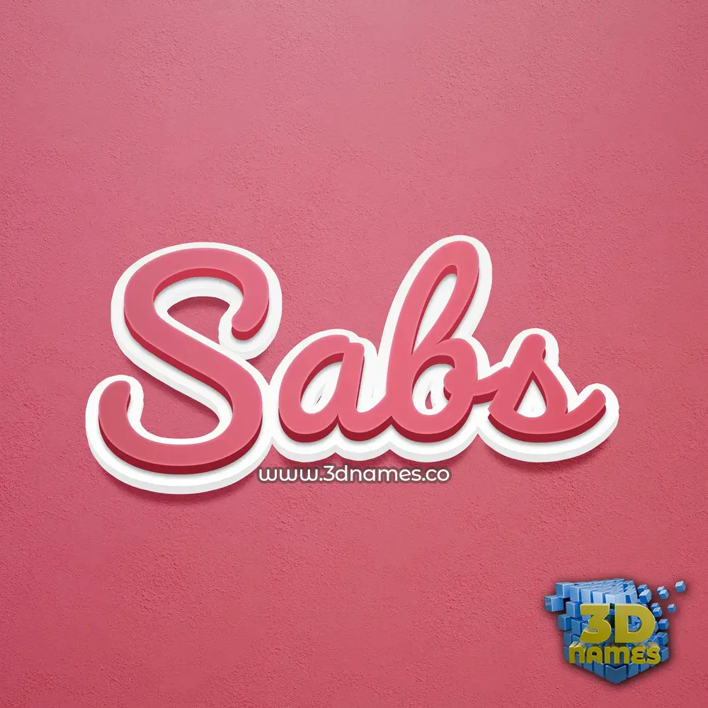 sabs in Red Scribble style - 3D name wallpaper