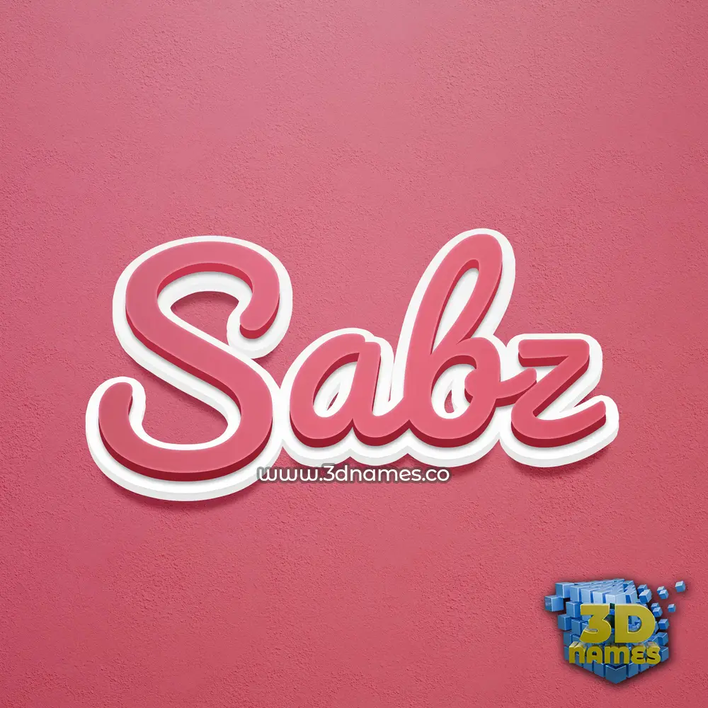 sabz in Red Scribble style - 3D name wallpaper