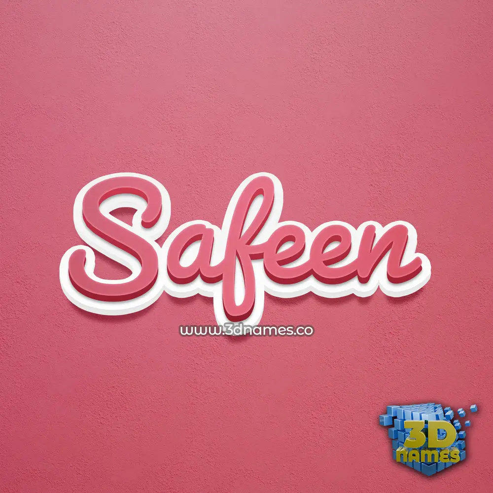 safeen in Red Scribble style - 3D name wallpaper