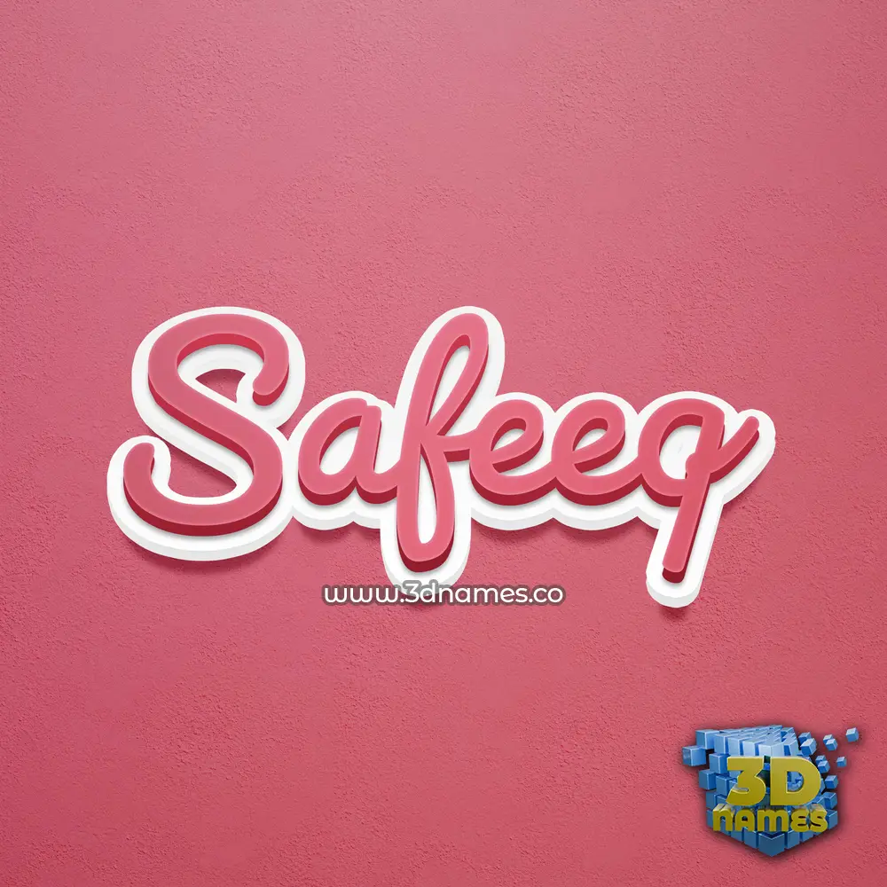 safeeq in Red Scribble style - 3D name wallpaper