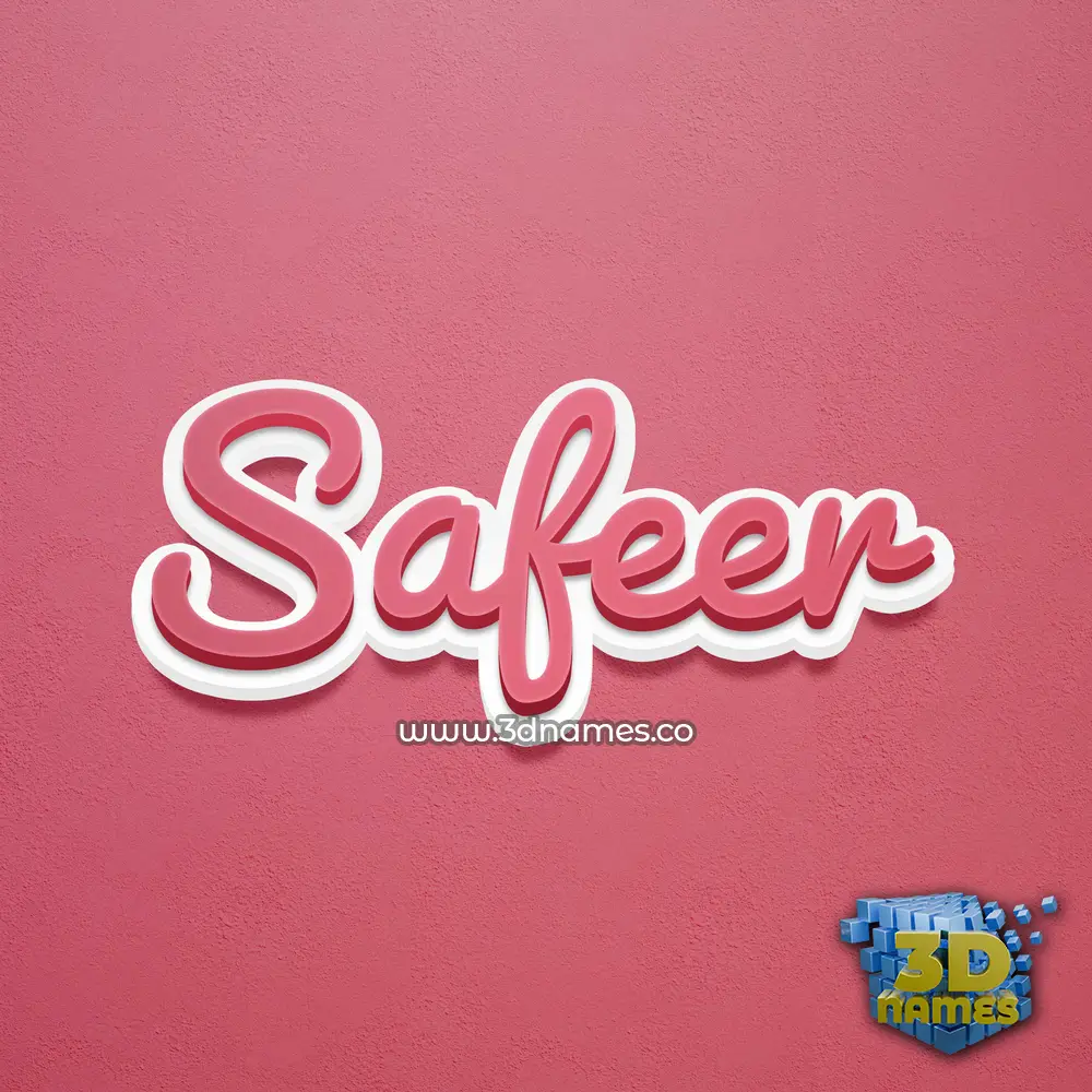safeer in Red Scribble style - 3D name wallpaper