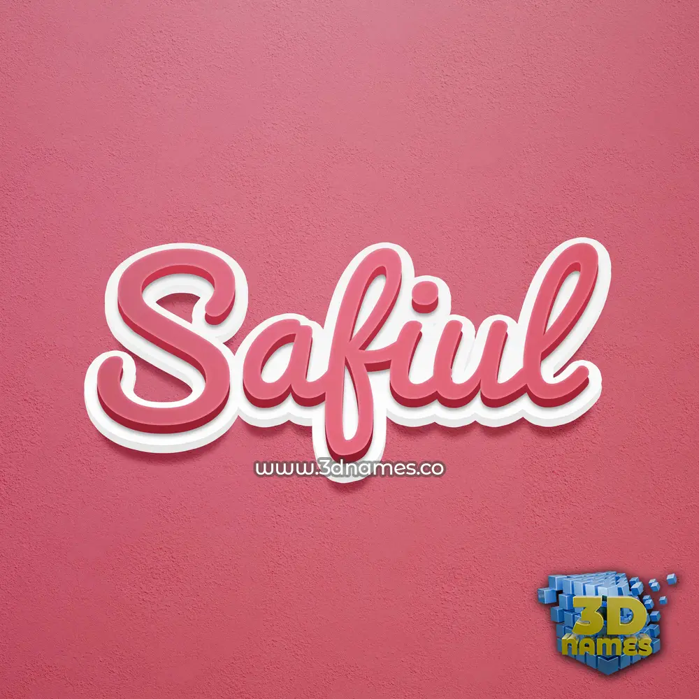 safiul in Red Scribble style - 3D name wallpaper
