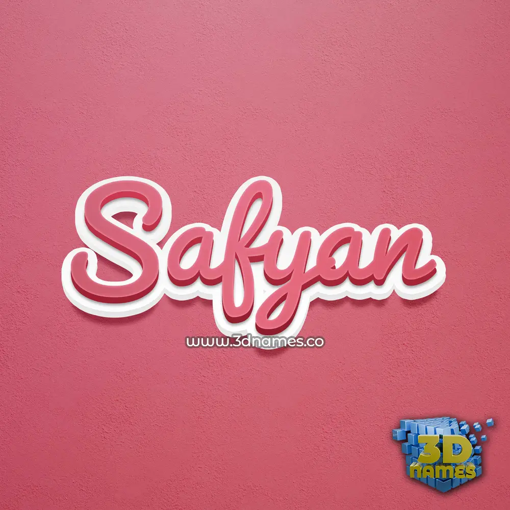 safyan in Red Scribble style - 3D name wallpaper