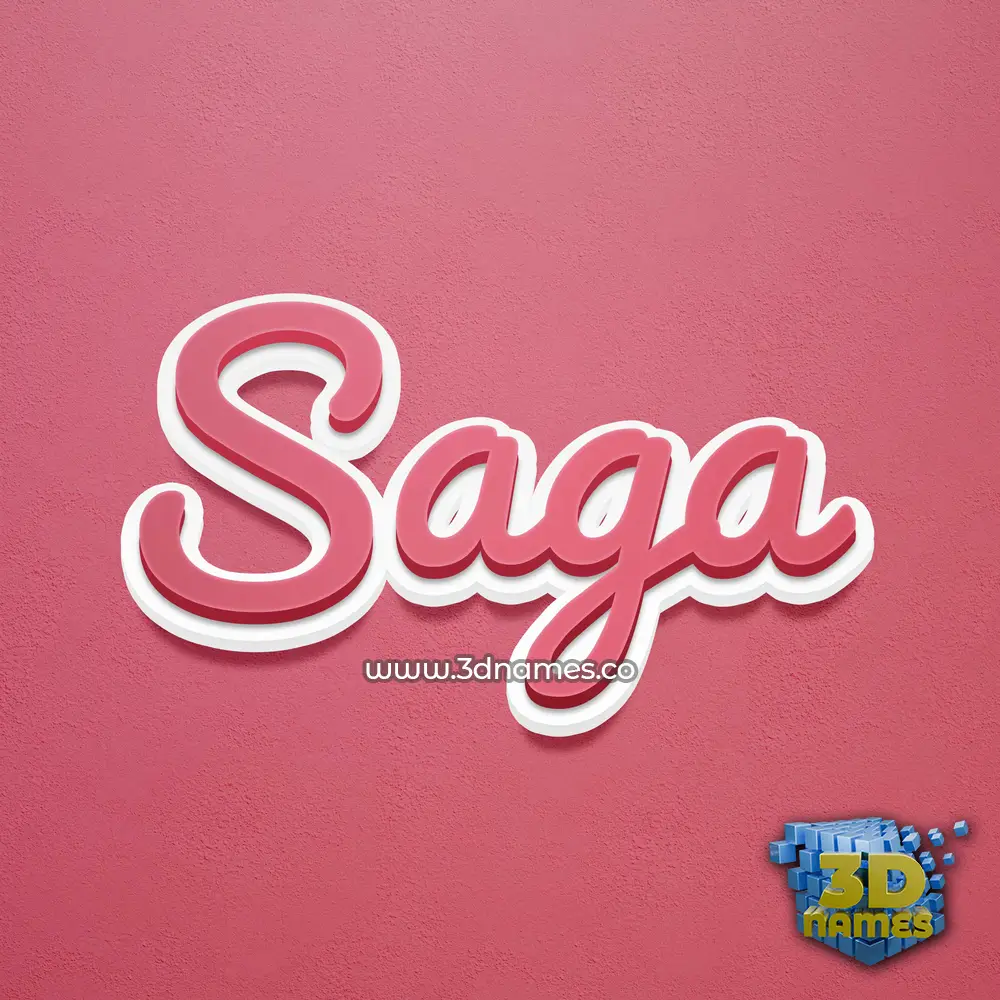 saga in Red Scribble style - 3D name wallpaper