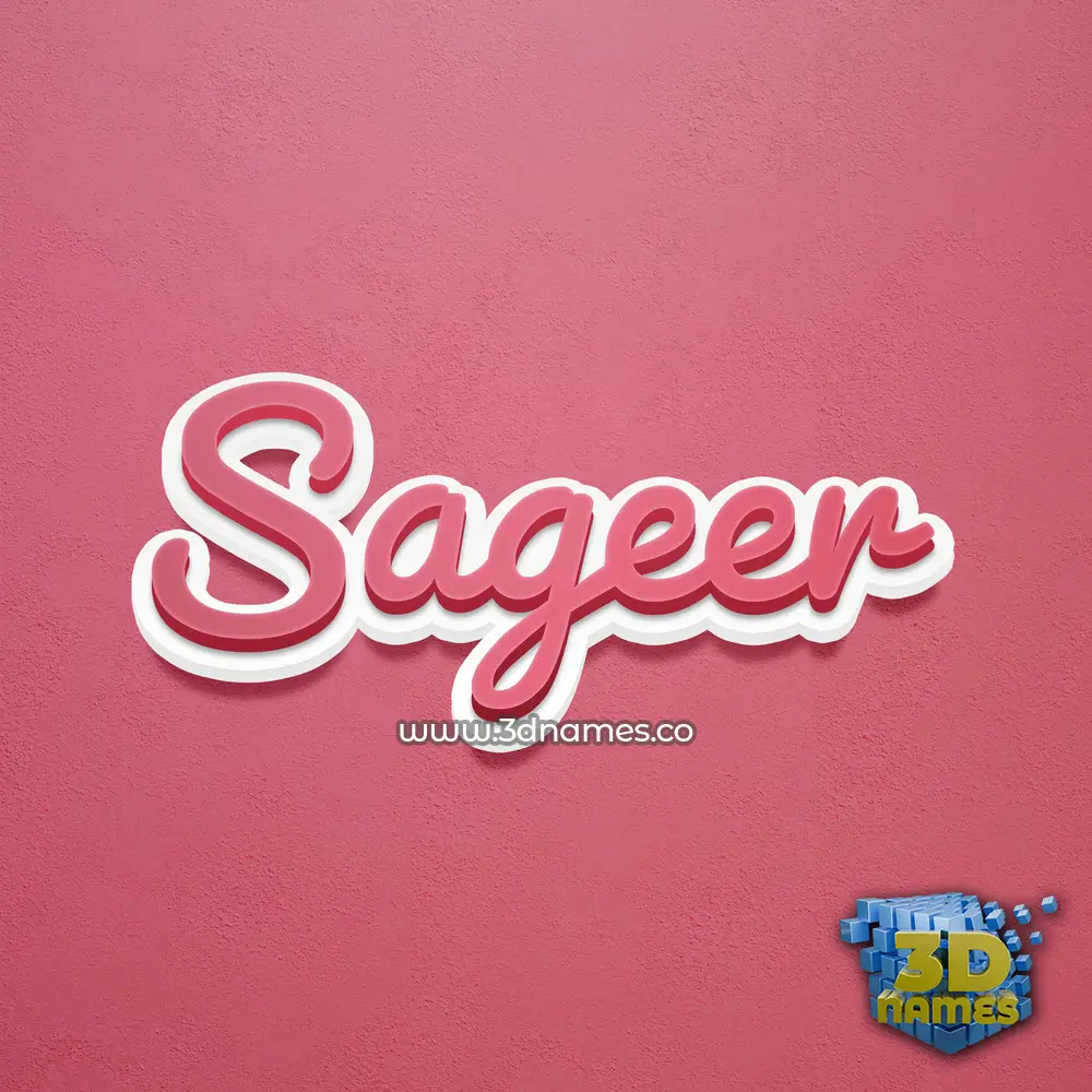 sageer in Red Scribble style - 3D name wallpaper