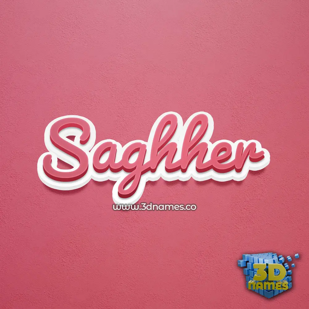 saghher in Red Scribble style - 3D name wallpaper