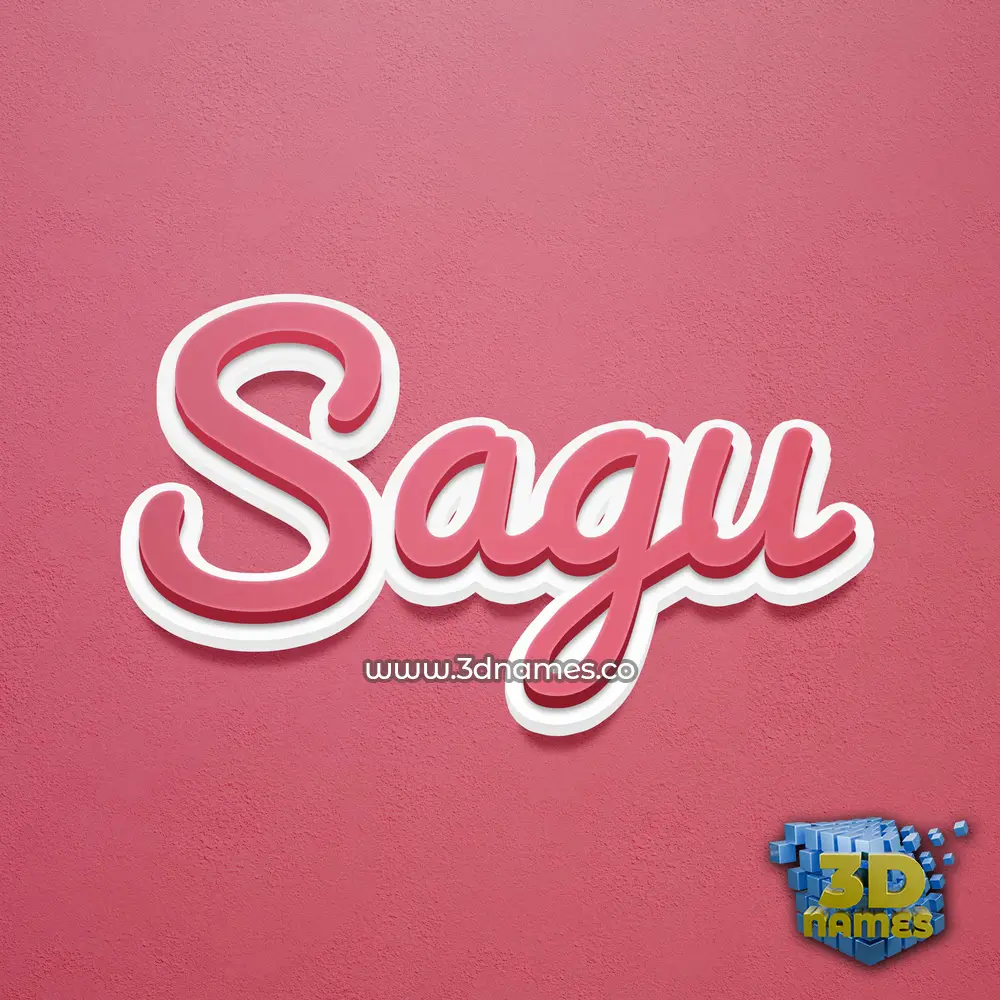sagu in Red Scribble style - 3D name wallpaper