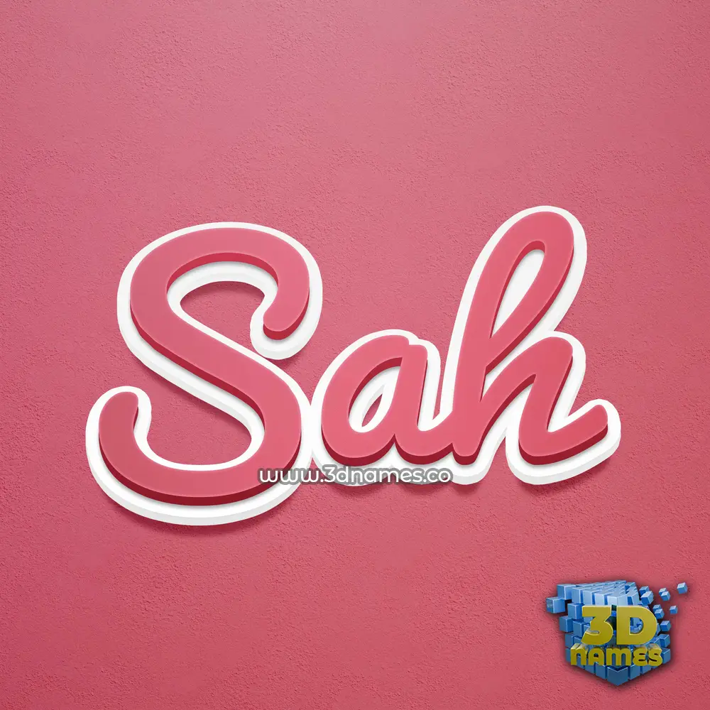 sah in Red Scribble style - 3D name wallpaper