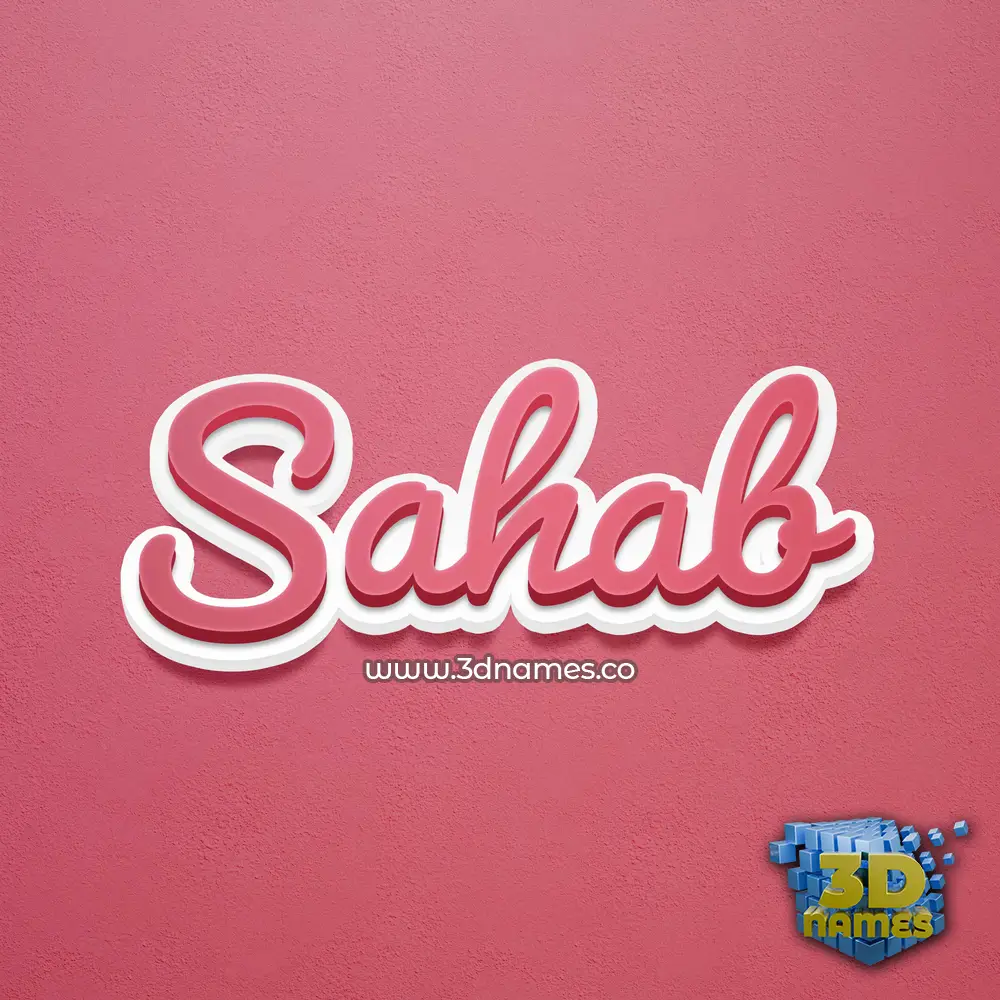 sahab in Red Scribble style - 3D name wallpaper