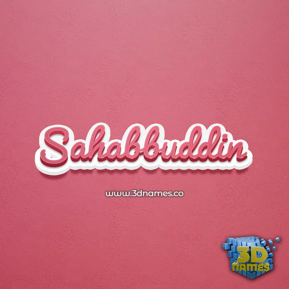 sahabbuddin in Red Scribble style - 3D name wallpaper