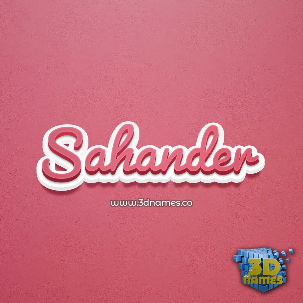 sahander in Red Scribble style - 3D name wallpaper