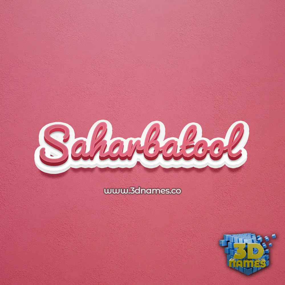 saharbatool in Red Scribble style - 3D name wallpaper