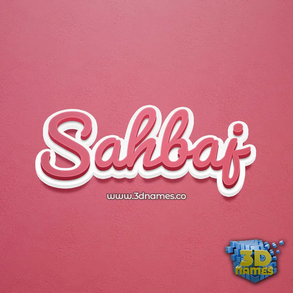 sahbaj in Red Scribble style - 3D name wallpaper