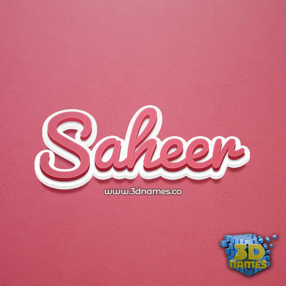 saheer in Red Scribble style - 3D name wallpaper