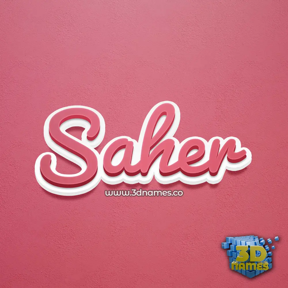 saher in Red Scribble style - 3D name wallpaper