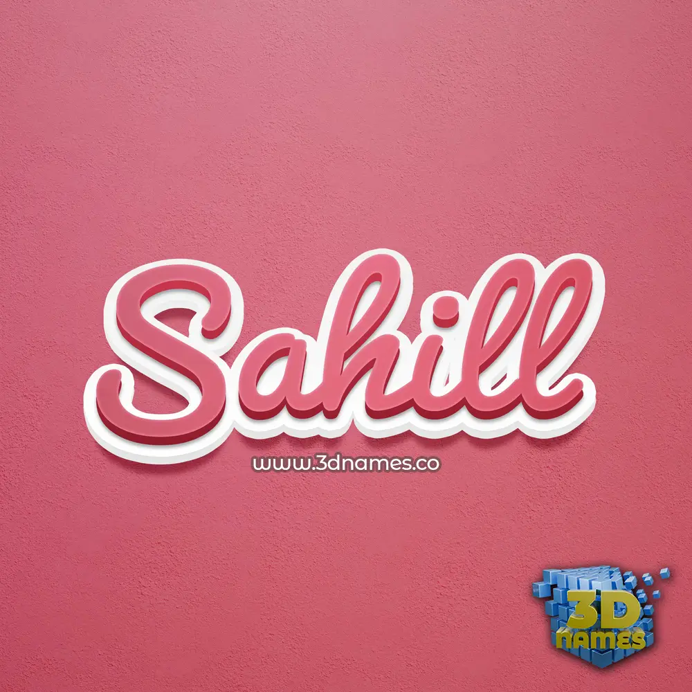 sahill in Red Scribble style - 3D name wallpaper