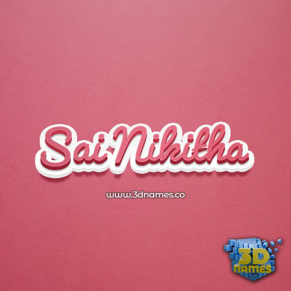 sai nikitha in Red Scribble style - 3D name wallpaper