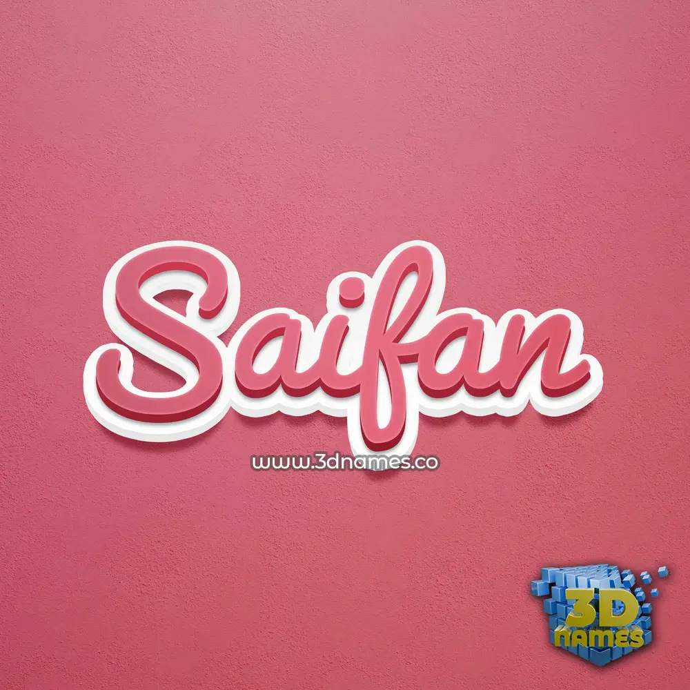 saifan in Red Scribble style - 3D name wallpaper