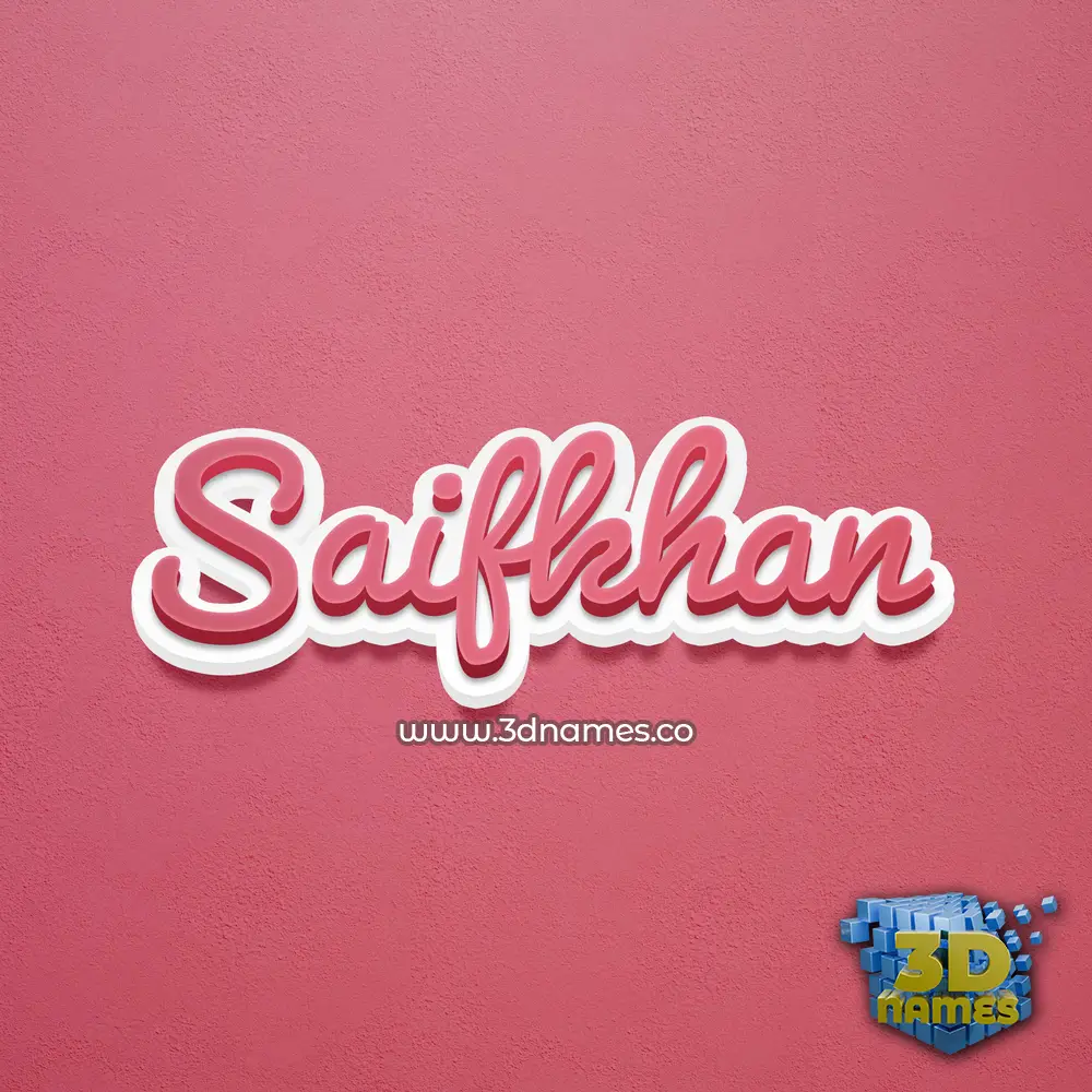saifkhan in Red Scribble style - 3D name wallpaper