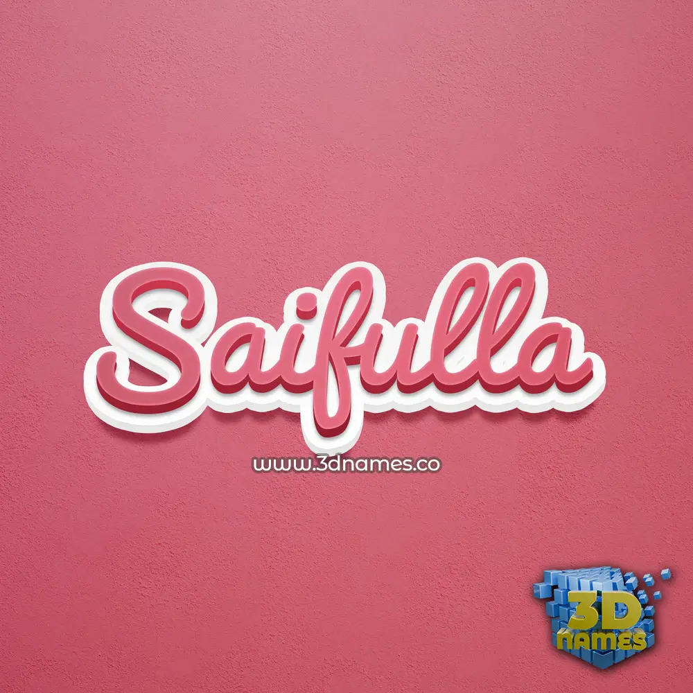 saifulla in Red Scribble style - 3D name wallpaper