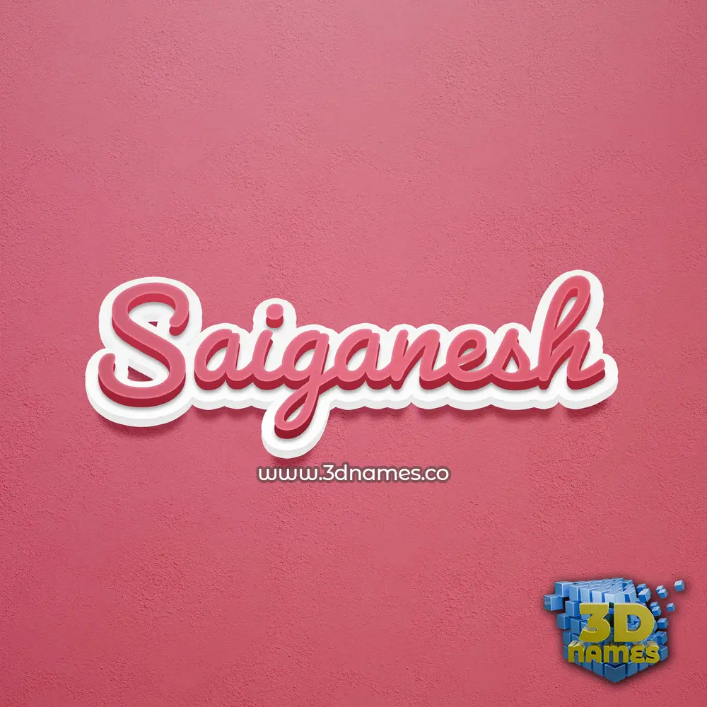 saiganesh in Red Scribble style - 3D name wallpaper