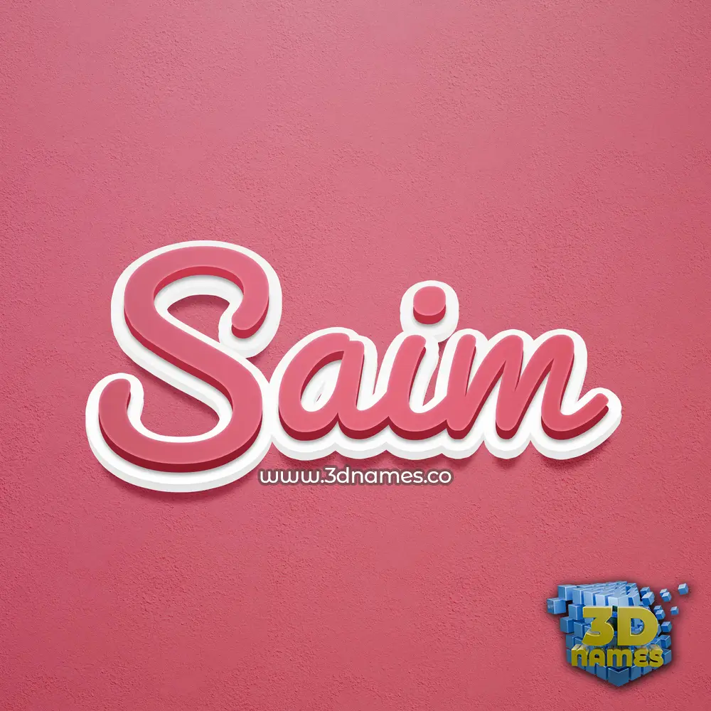 saim in Red Scribble style - 3D name wallpaper
