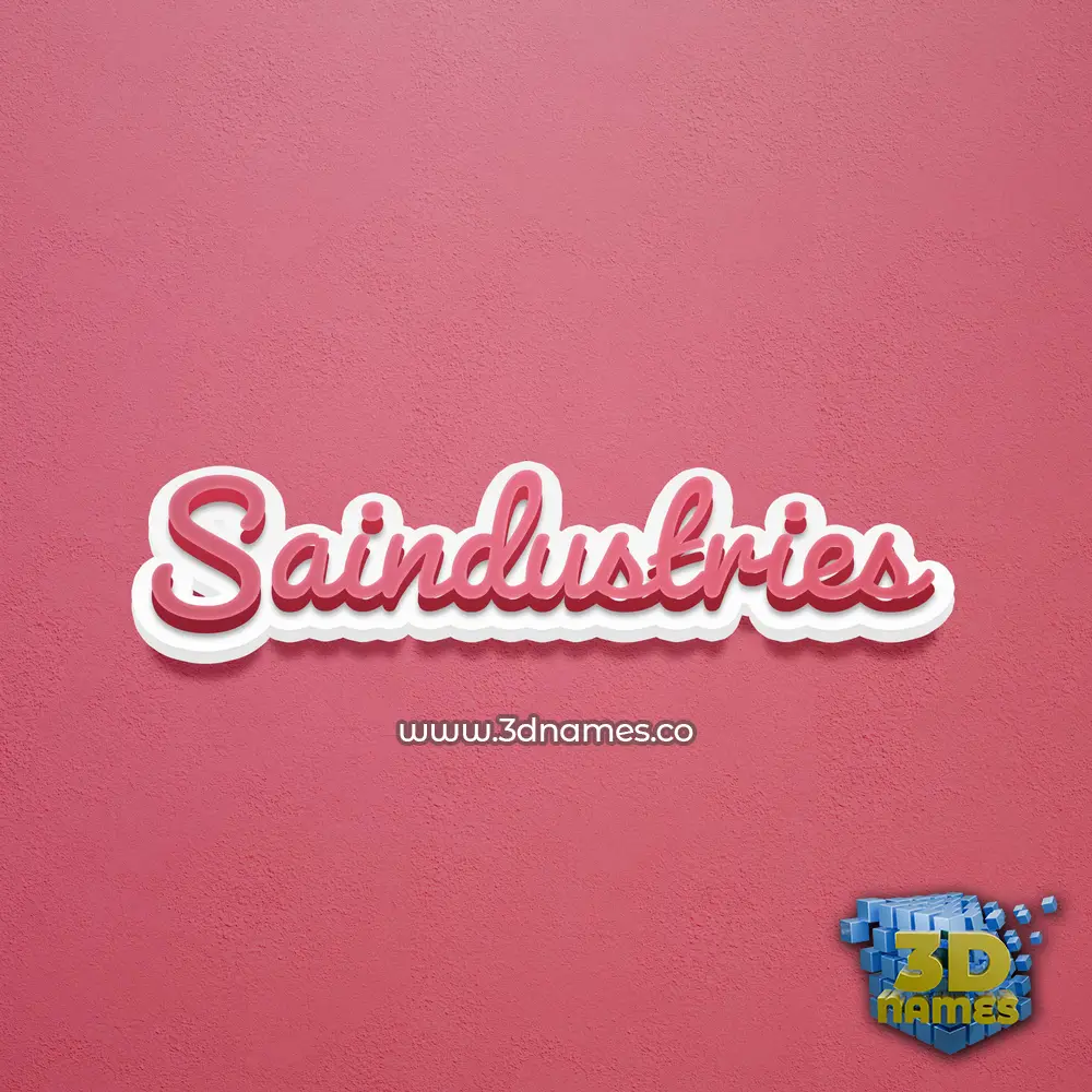 saindustries in Red Scribble style - 3D name wallpaper
