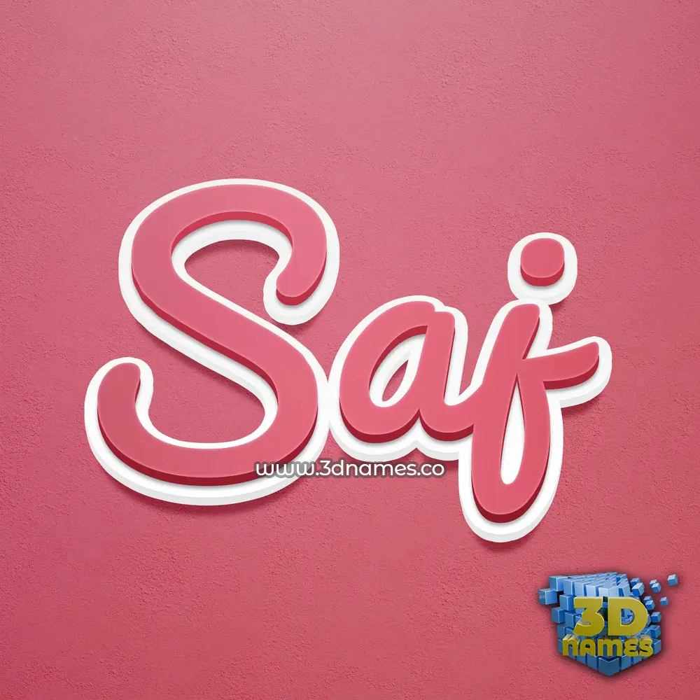 saj in Red Scribble style - 3D name wallpaper
