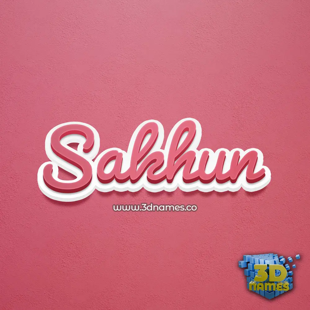 sakhun in Red Scribble style - 3D name wallpaper