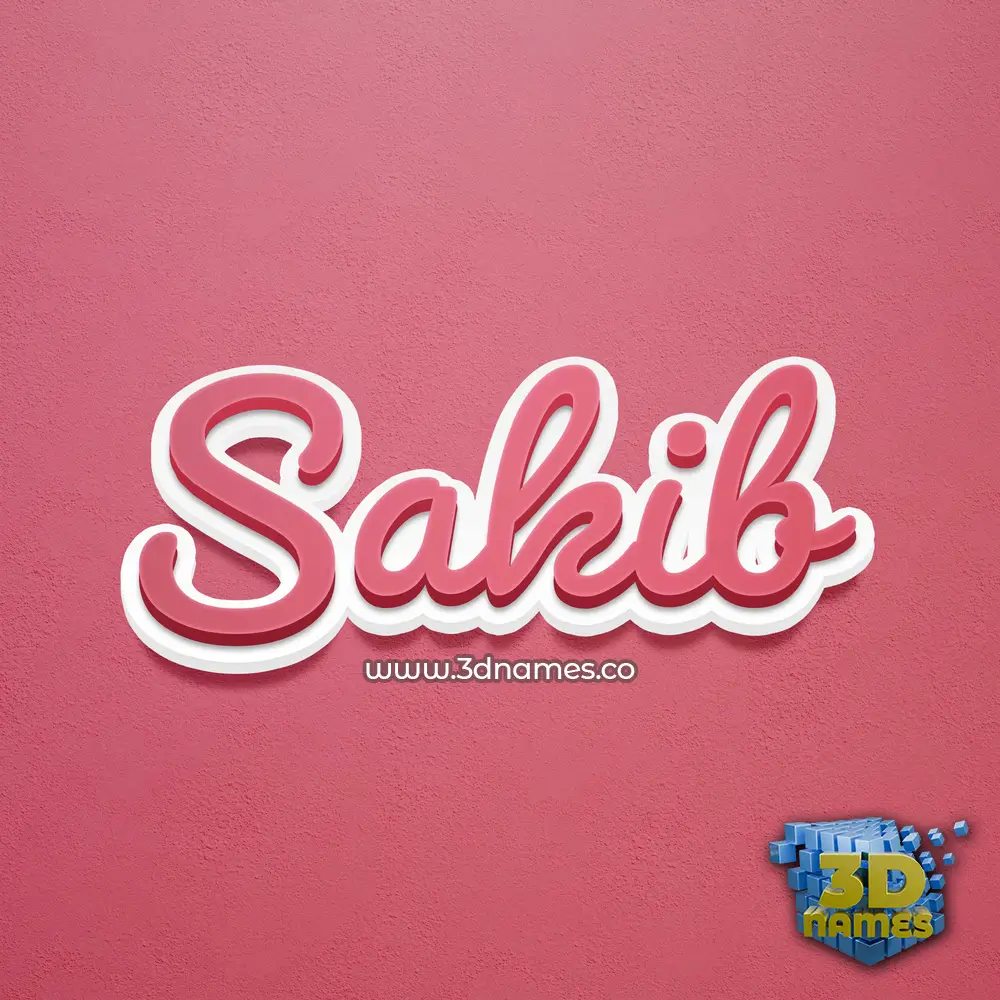 sakib in Red Scribble style - 3D name wallpaper