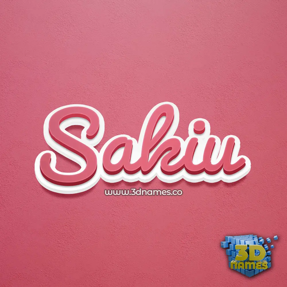 sakiu in Red Scribble style - 3D name wallpaper