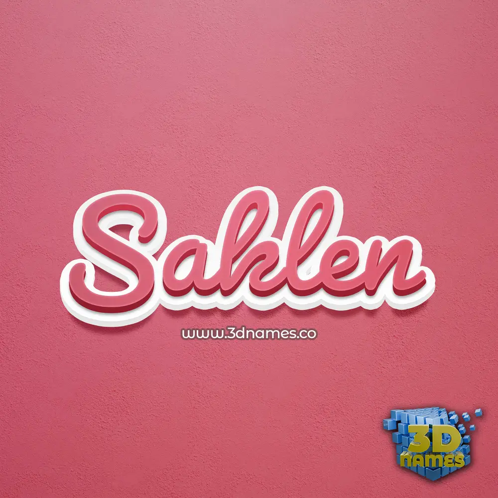 saklen in Red Scribble style - 3D name wallpaper