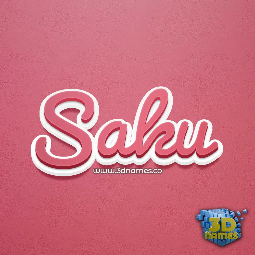 saku in Red Scribble style - 3D name wallpaper