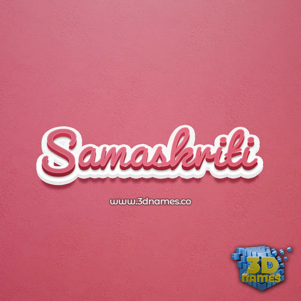 samaskriti in Red Scribble style - 3D name wallpaper