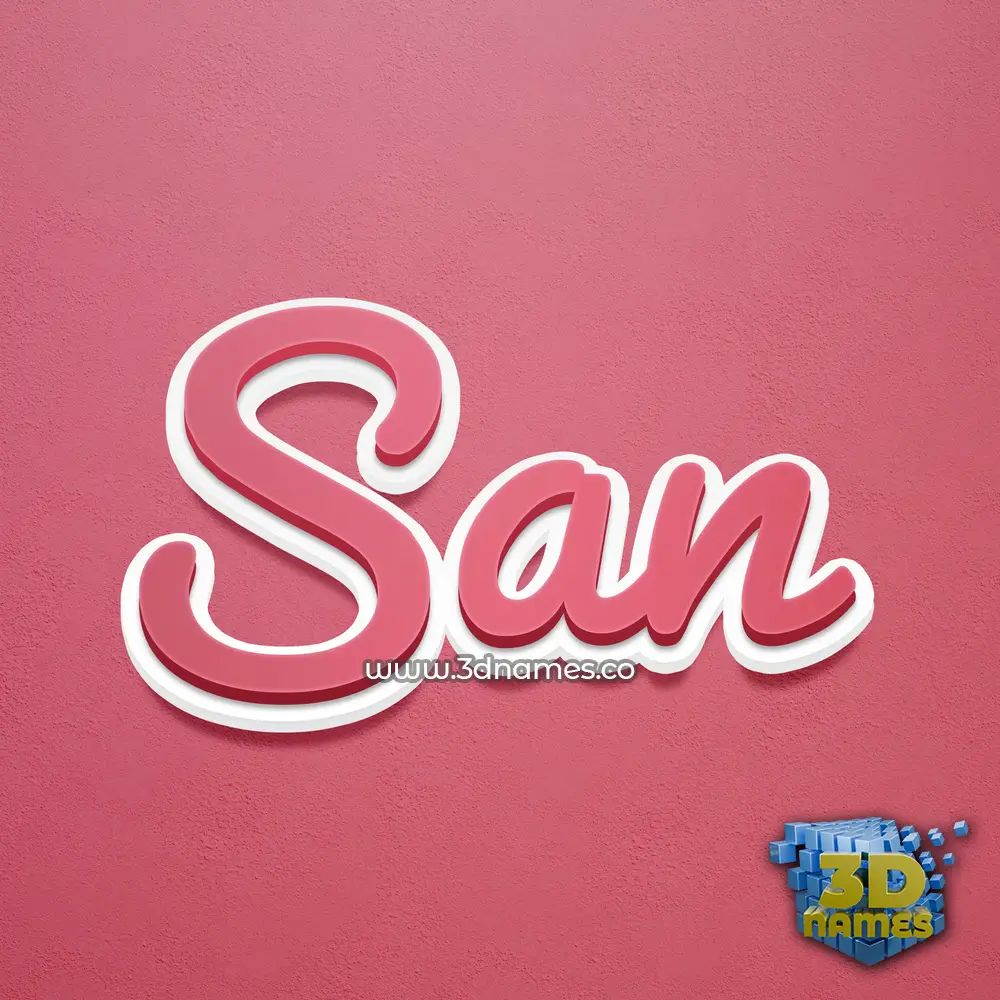 san in Red Scribble style - 3D name wallpaper