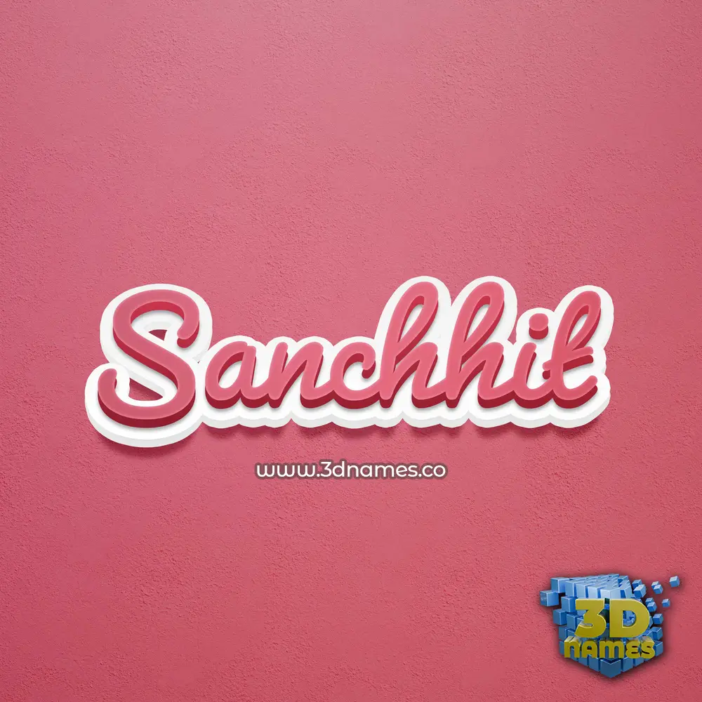 sanchhit in Red Scribble style - 3D name wallpaper