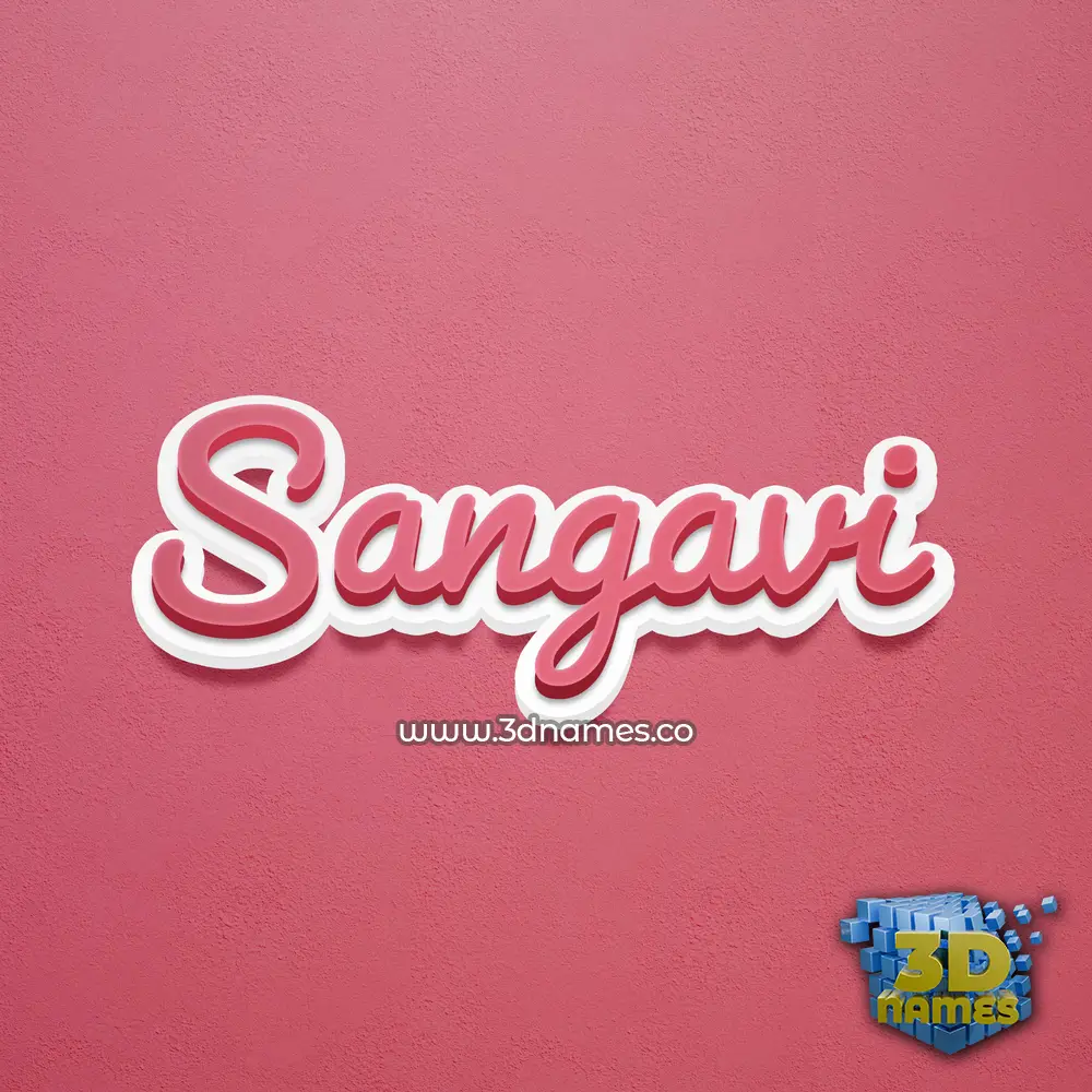 sangavi in Red Scribble style - 3D name wallpaper
