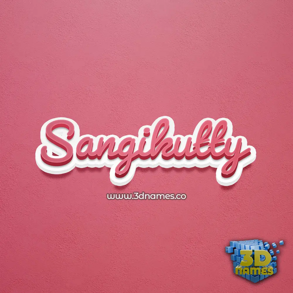 sangikutty in Red Scribble style - 3D name wallpaper
