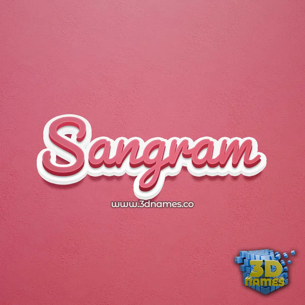 sangram in Red Scribble style - 3D name wallpaper