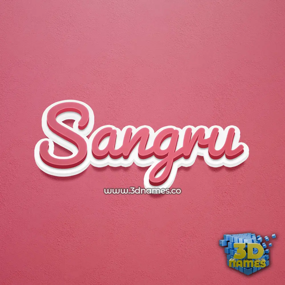 sangru in Red Scribble style - 3D name wallpaper