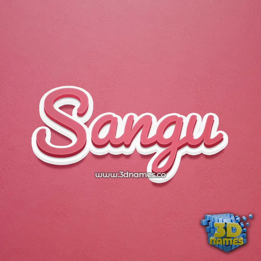 sangu in Red Scribble style - 3D name wallpaper