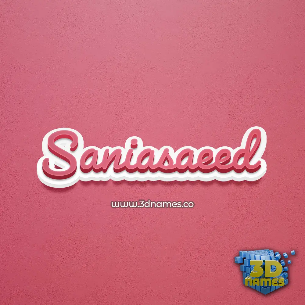 saniasaeed in Red Scribble style - 3D name wallpaper