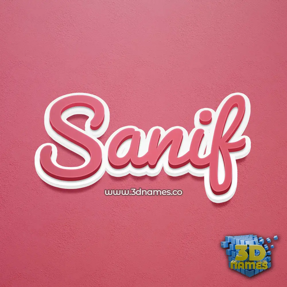 sanif in Red Scribble style - 3D name wallpaper