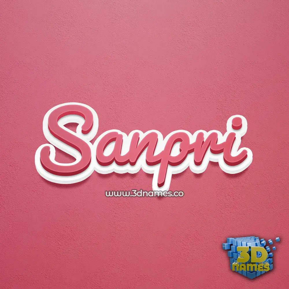 sanpri in Red Scribble style - 3D name wallpaper