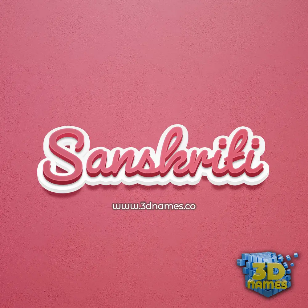 sanskriti in Red Scribble style - 3D name wallpaper