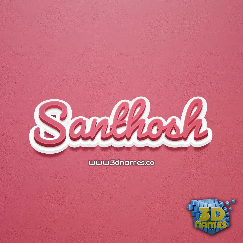 santhosh in Red Scribble style - 3D name wallpaper