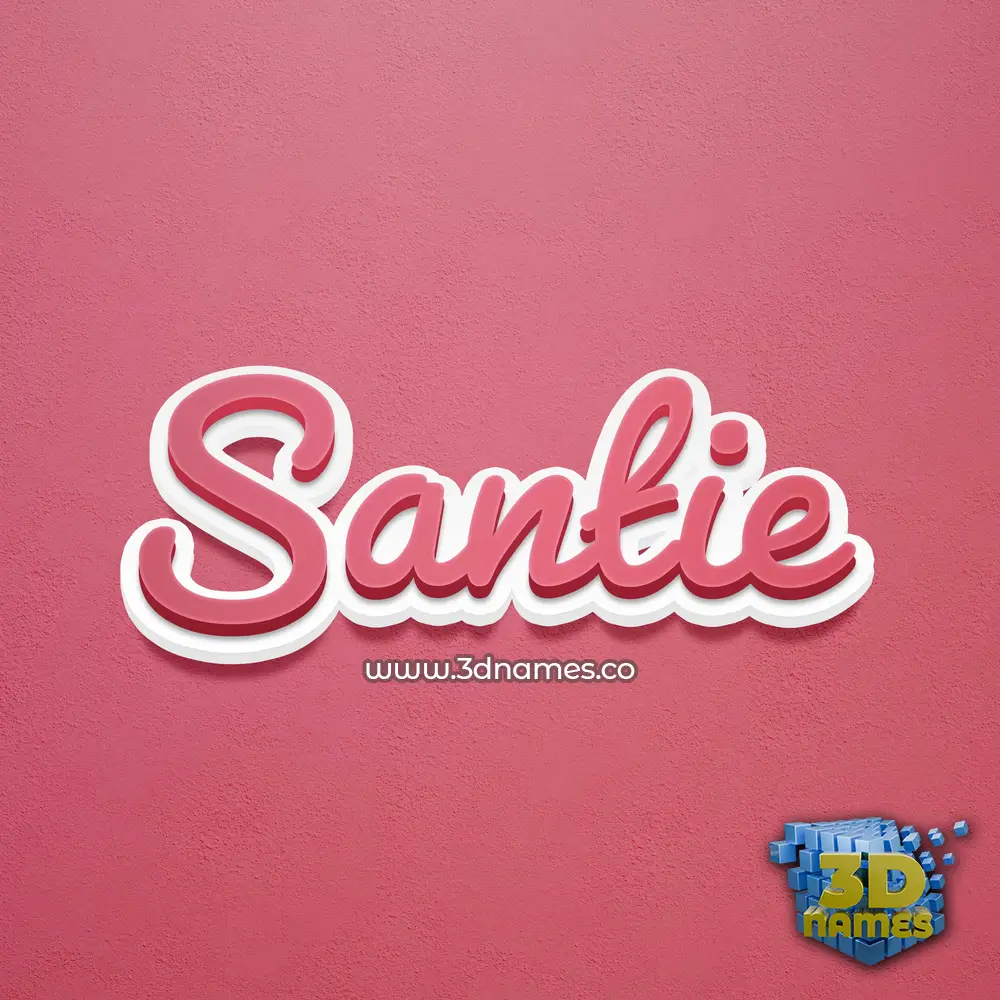 santie in Red Scribble style - 3D name wallpaper